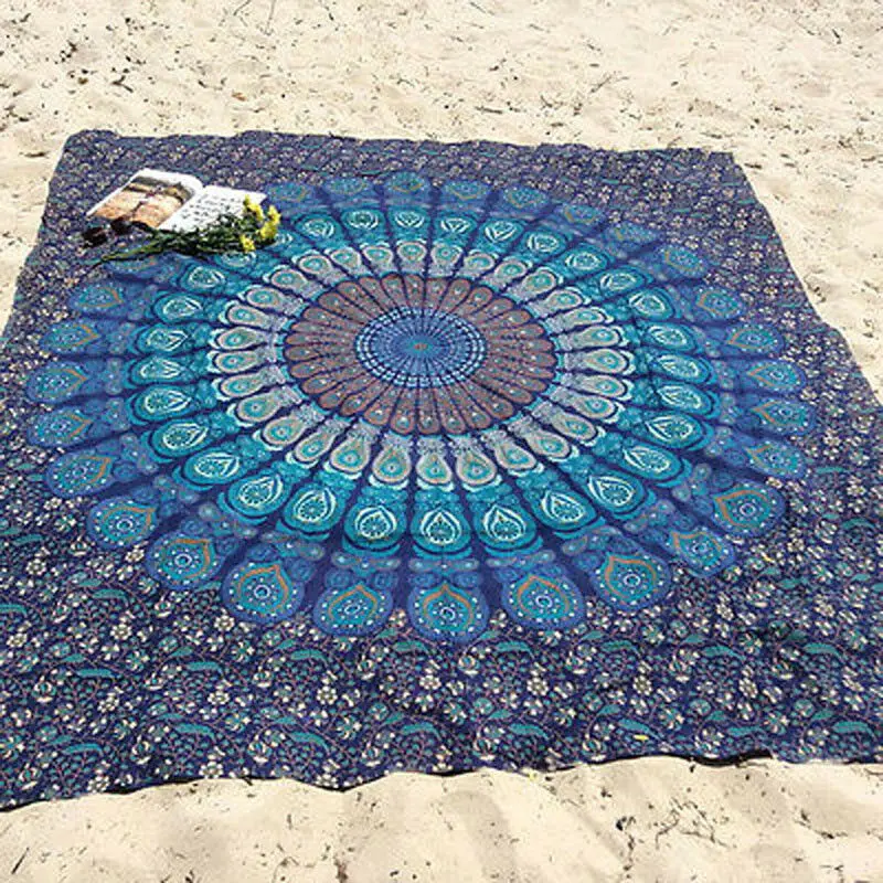210X150cm Prosop de Plajă Design Dreptunghiular Mandala Model Floare de Imprimare Absorbant Uscare Rapidă Cuvertură de pat