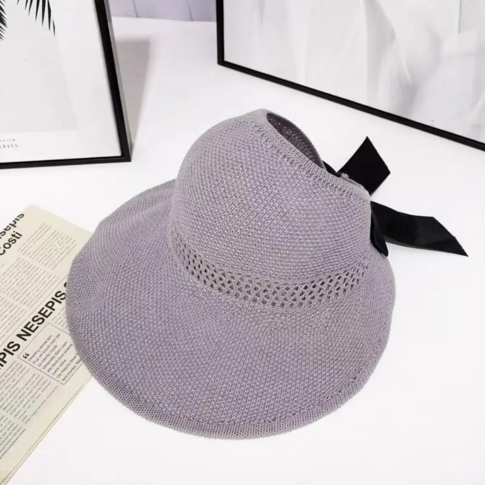 Noua Moda Margine Largă Soare, Pălării de Croșetat Plaja Protectie UV Femei Coada de cal Vizorul Scoică Capac De Vară în aer liber de Femei Pălărie Capace