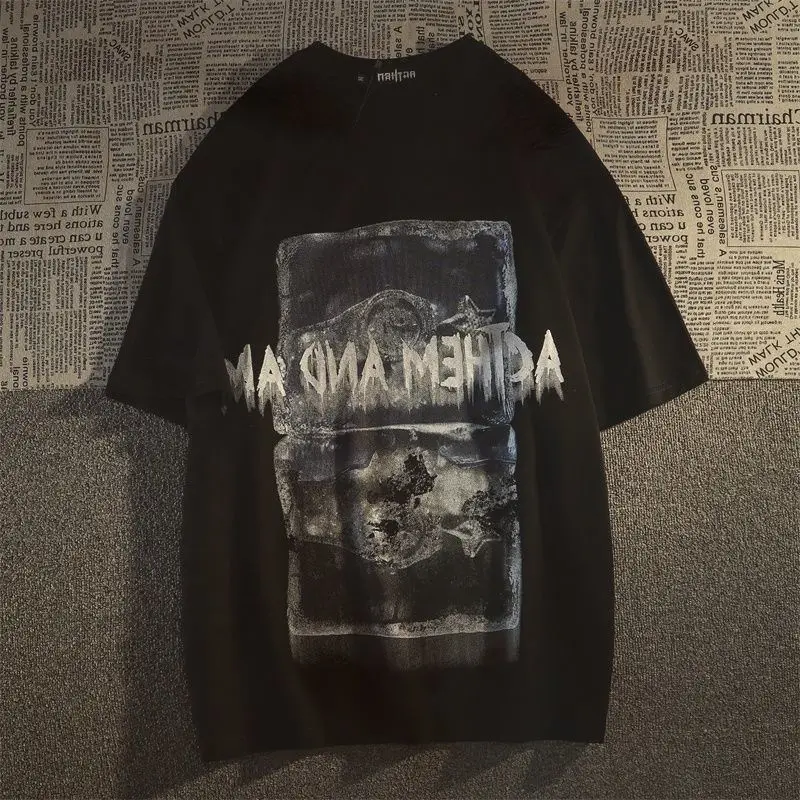 Men ' s bumbac t-shirt 2023 vara întuneric stil Anime print T shirt Harajuku teuri Supradimensionat tricou iubitorii maneci Scurte T shirt Barbati