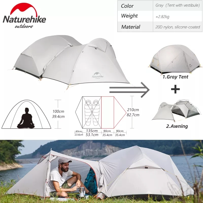 Naturehike Mongar Profesionale în aer liber Cort 15D Nailon Dublu Camping Ultralight Îngroșat Impermeabil, Windproof Turistice Tabara Cort