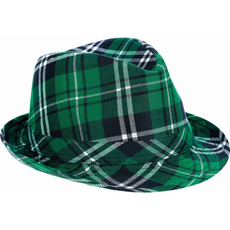 Nișă Carouri Verde Pălărie Fedora Saint Patrick ' s Day Pescar Pălărie Găleată Pălărie All-meci pentru Boy Fata de Tineri Barbati Femei Cupluri