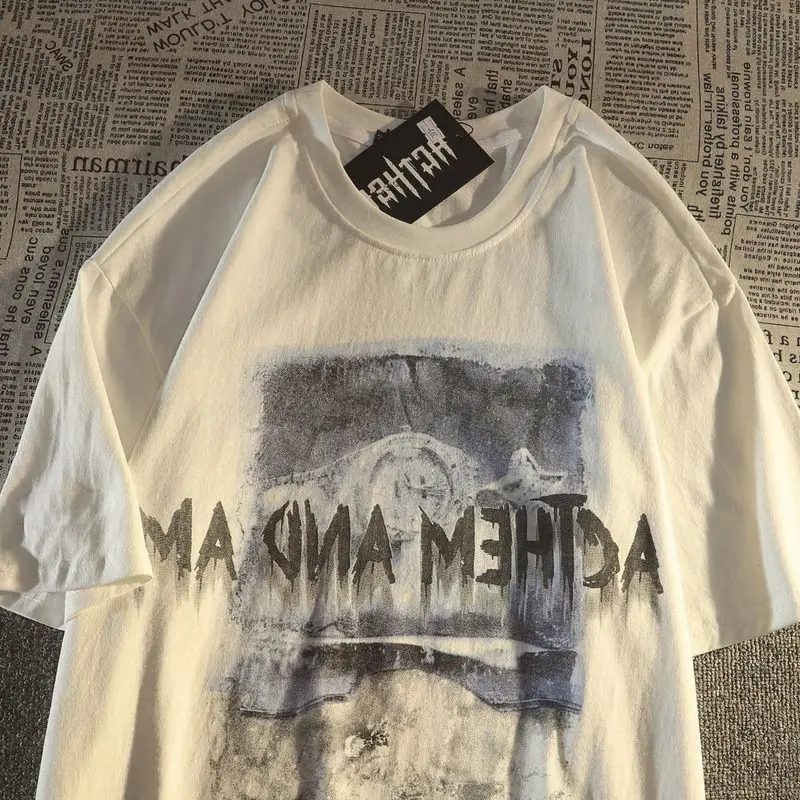 Men ' s bumbac t-shirt 2023 vara întuneric stil Anime print T shirt Harajuku teuri Supradimensionat tricou iubitorii maneci Scurte T shirt Barbati