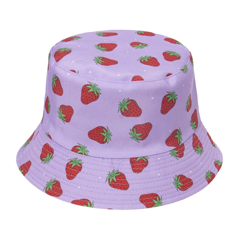 2XPC Stil coreean Unisex Reversibile Dublă față-Verso Găleată Pălărie Dulce de Căpșuni Fructe Tipărite în aer liber protecție Solară Pliabilă Panama