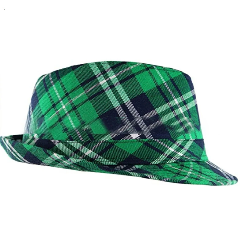 Nișă Carouri Verde Pălărie Fedora Saint Patrick ' s Day Pescar Pălărie Găleată Pălărie All-meci pentru Boy Fata de Tineri Barbati Femei Cupluri