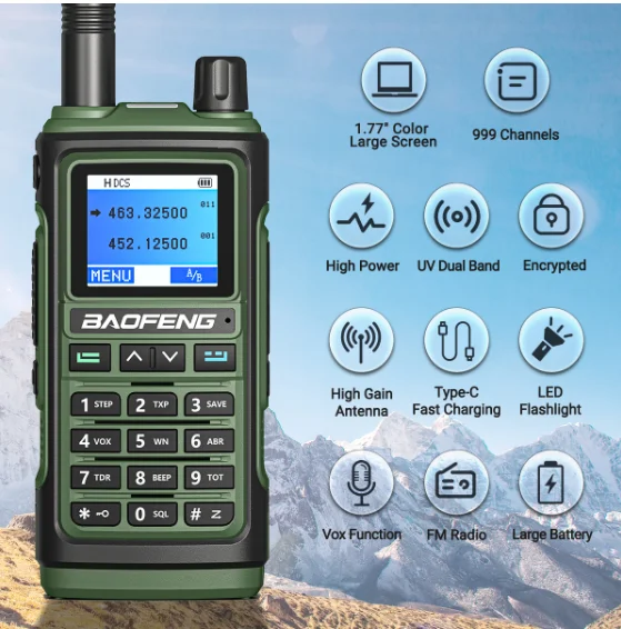 Baofeng UV-17 PRO Walkie Talkie VHF UHF-C Tip Încărcător Portabil cu Rază Lungă UV-5R Amatori Doi-Way Radio Cu Antena Gooseneck