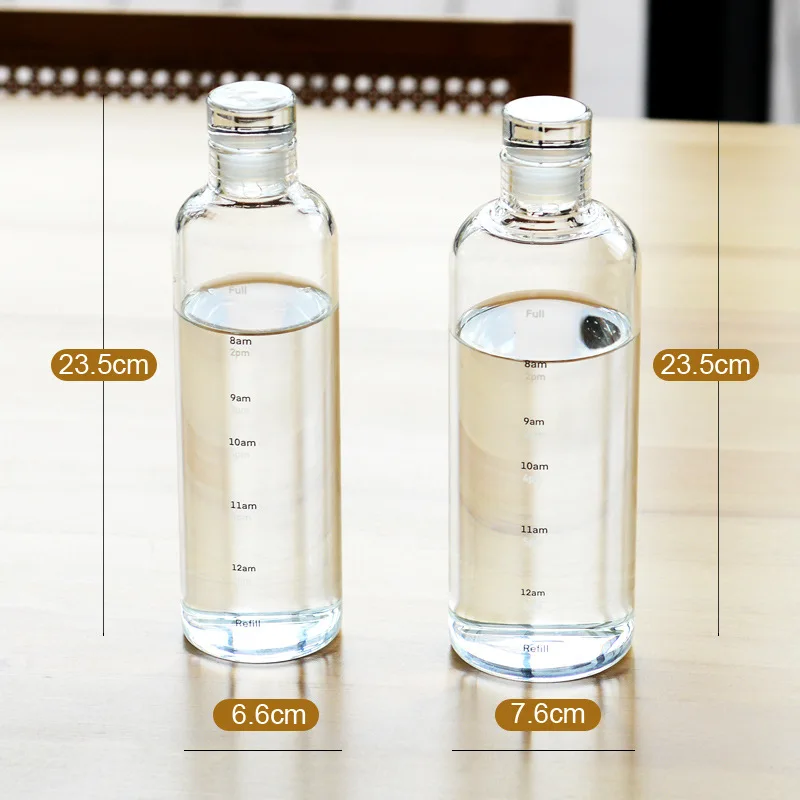 500/750 ml Sticla de Apa de Plastic cu Marker Timp Creative de Mare Capacitate Leakproof Sticla de Bautura Drop-Rezistent la Sport Sticla de Apa