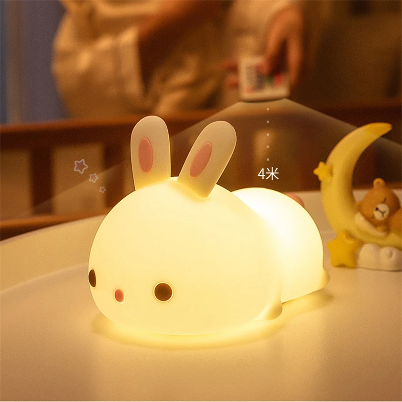 LED Lumina de Noapte Colorata de Silicon Iepure USB Reîncărcabilă Dormitor Lămpi pentru Copii copii Copii Cadou Dropship