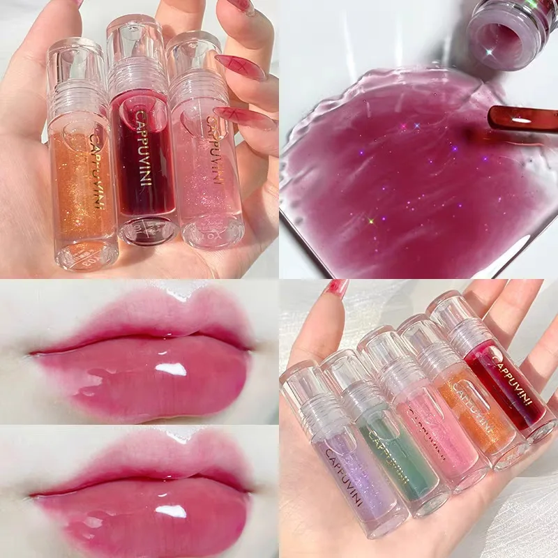 Oglindă De Apă Luciu De Buze Lip Glaze Sticlă Transparentă De Buze Cu Ulei Lichid Impermeabil Ruj Luciu De Buze Cosmetice 5 Culori
