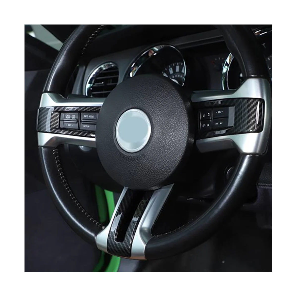 Fibra de Carbon Capac Volan Tapiterie Decorative Kit Sticker ABS pentru Ford Mustang 2009 2010 2011 2012 2013