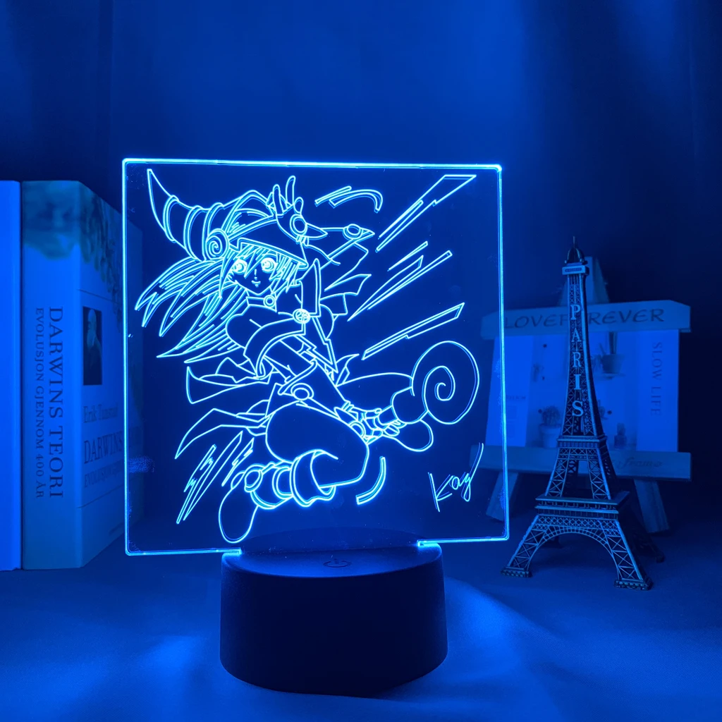 3d Led Lampă Anime Yu Gi Oh Inchis Magician Fata pentru Dormitor Veioza Decorativa Cadoul Lampa de Masa Acrilică a Condus Lumina de Noapte