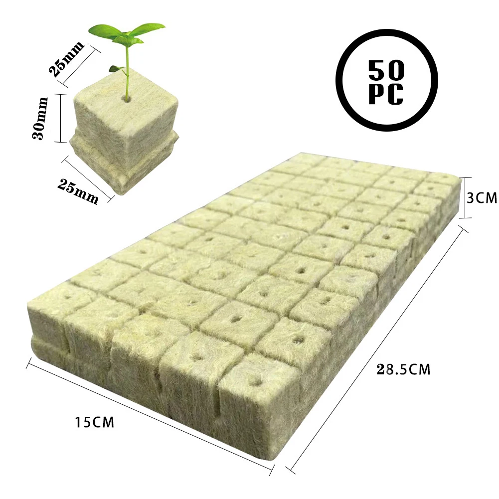 50Pcs Crească Starter Cuburi Plug Hidroponice Rock Lână Crește Agricole mass-Media pentru Culturi fără sol Substrat Pepinieră Respirabil Bloc