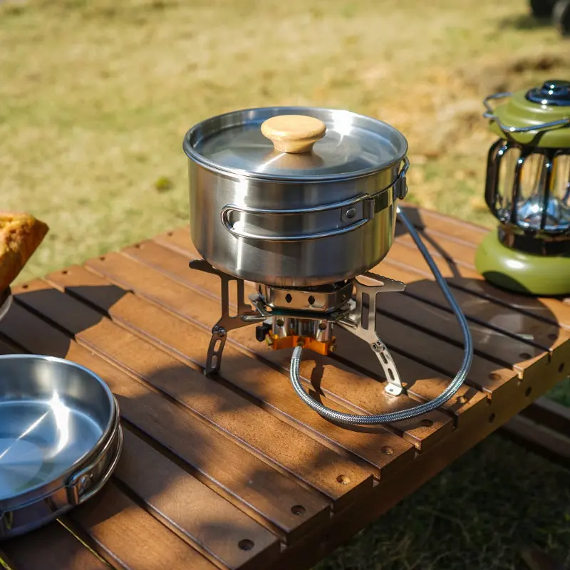 Camping Set de Vase din Oțel Inoxidabil Portabil în aer liber, Tacamuri Cookset Kit de Gătit Pan Castron Fierbător Oală GRĂTAR Picnic Consumabile