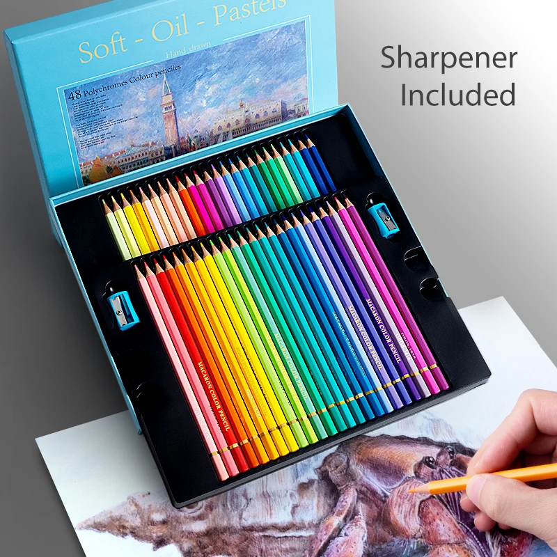 24/36/48 Profesionale Gras Creioane Colorate Set de Desen Culori Asortate Duce Cutie pentru Pictura Artiști Studenți Rechizite Școlare