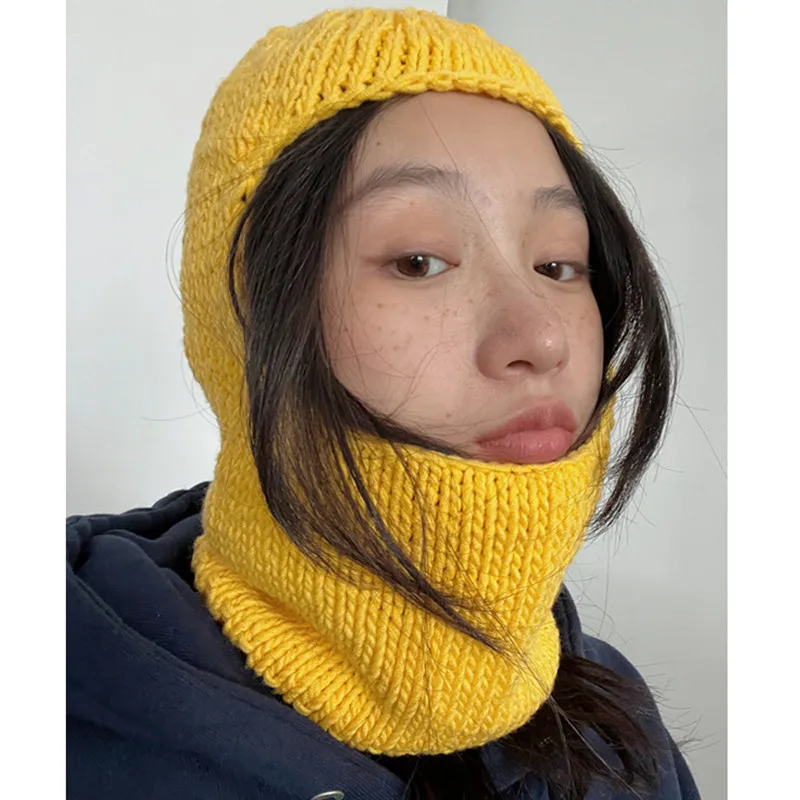 Iarna 1 Gaura Mască De Schi Pălărie Tricotate Pentru Femei Și Bărbați De Iarnă Coreea Style Moda Broderie Fata De Capacul Cald Balaclava Capac Unisex