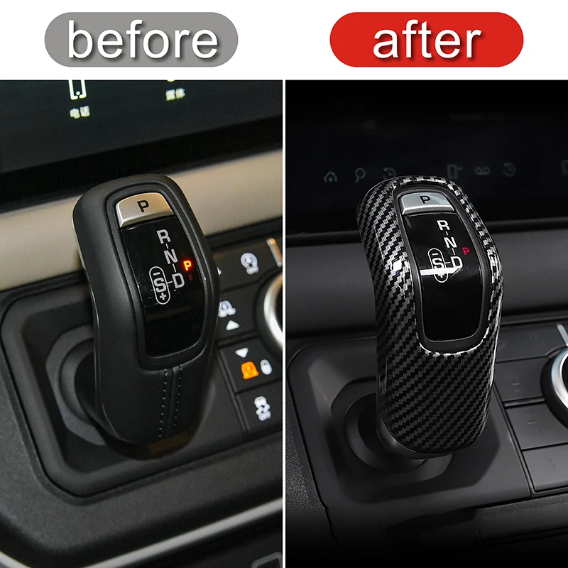 Fibra De Carbon De Culoare Neagra Auto Gear Shift Acopere Capul Trim Decor Pentru Land Rover Defender 110 2020-2022 Accesorii De Interior